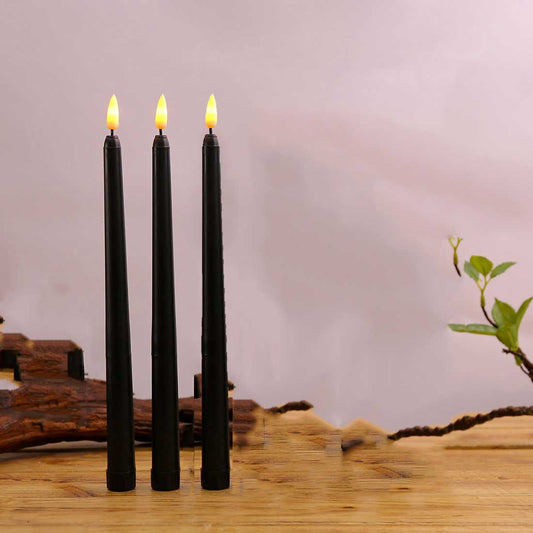 3Pcs Black Led Candles With Flickering Flame Blackbrdstore