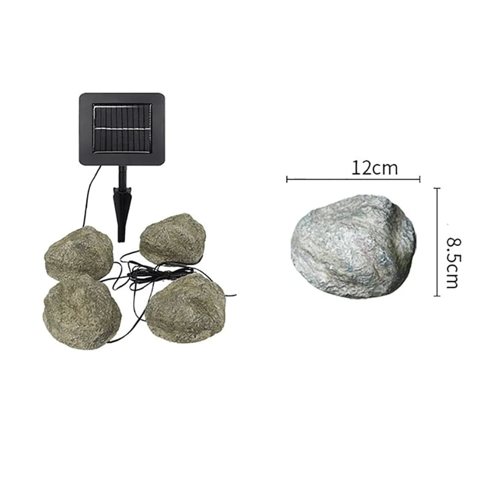 4-in-1 LED Solar Stone Blackbrdstore