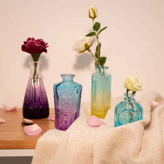 4pcs Colorful Glass Vases Blackbrdstore