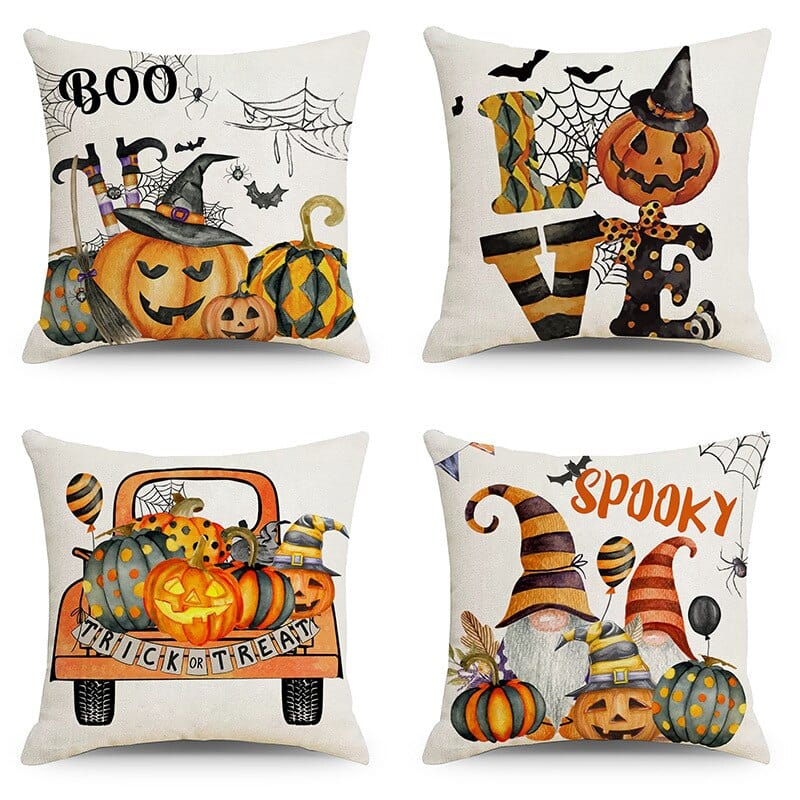 4pcs Happy Halloween Cushion Cover Blackbrdstore