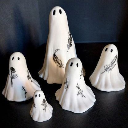 5Pcs Cute Ghost Sculpture Miniature Blackbrdstore