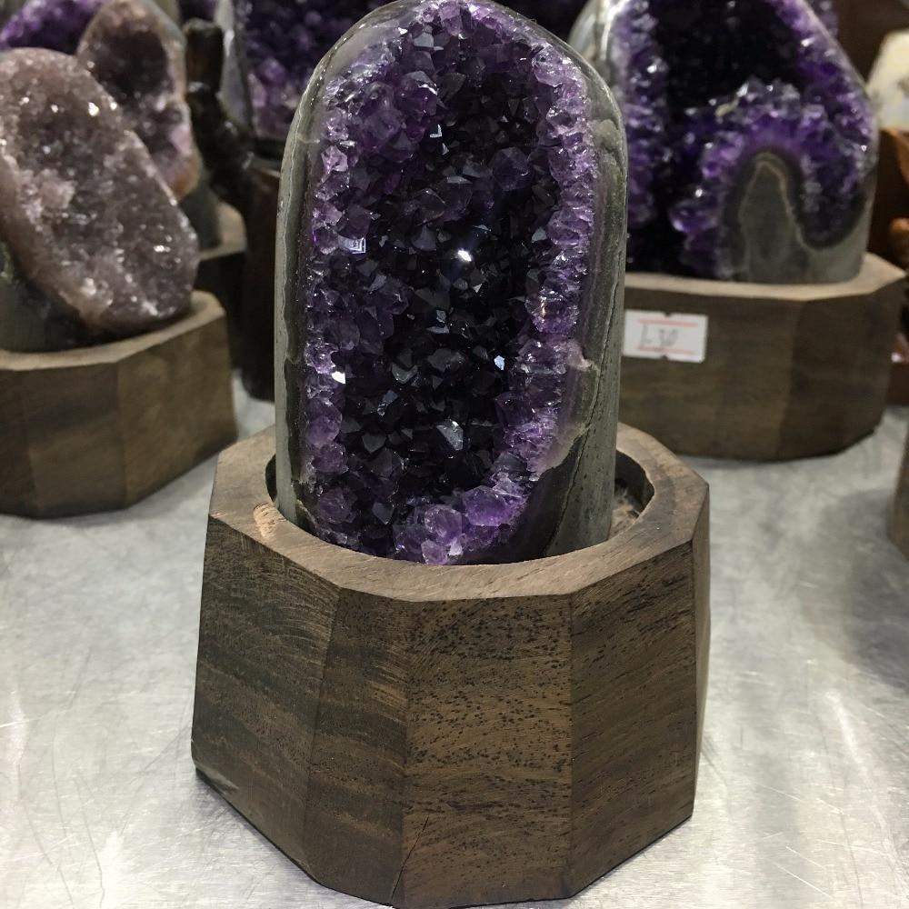 640g Natural Uruguay Purple Amethyst Crystal+stand Blackbrdstore