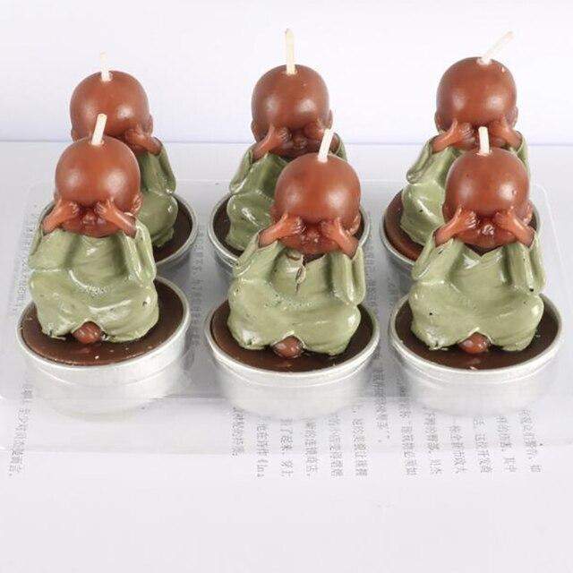 6Pcs Mini Buddha Candles Blackbrdstore