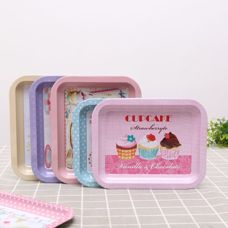 6Pcs Retro Metal Tray Blackbrdstore
