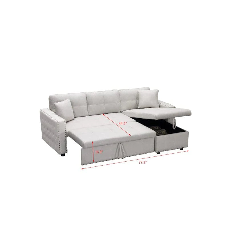 87.7" Delsin Sectional Sleeper Sofa Blackbrdstore