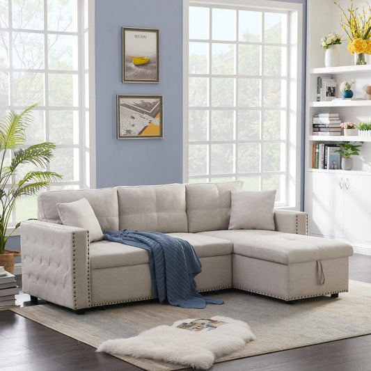 87.7" Delsin Sectional Sleeper Sofa Blackbrdstore