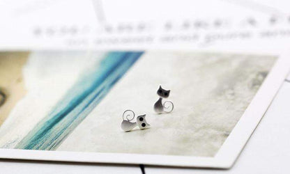 925 Sterling Silver Kittens Earrings Blackbrdstore