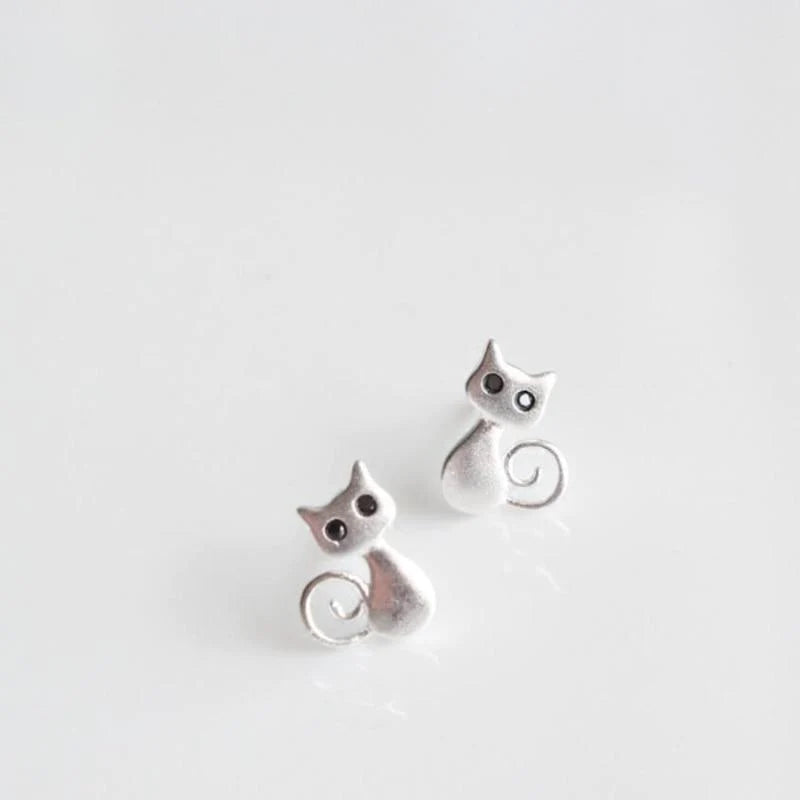 925 Sterling Silver Kittens Earrings Blackbrdstore