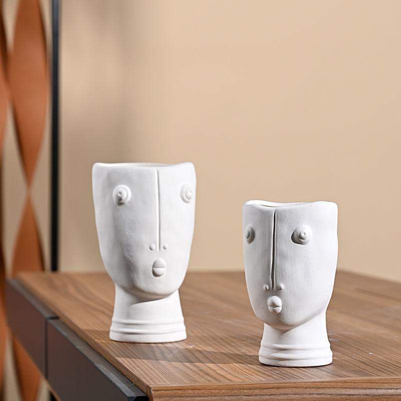 Abstract Face Garden Vase Blackbrdstore