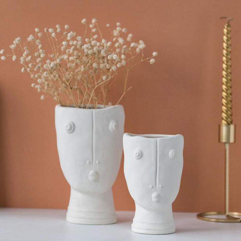 Abstract Face Garden Vase Blackbrdstore