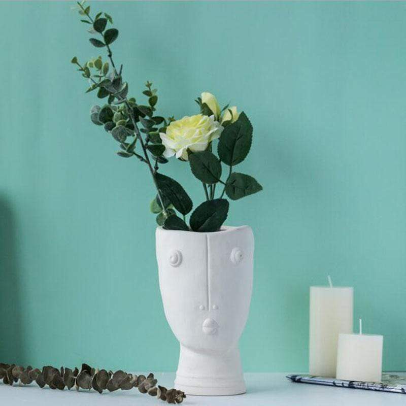 Abstract Face Garden Vase Blackbrdstore