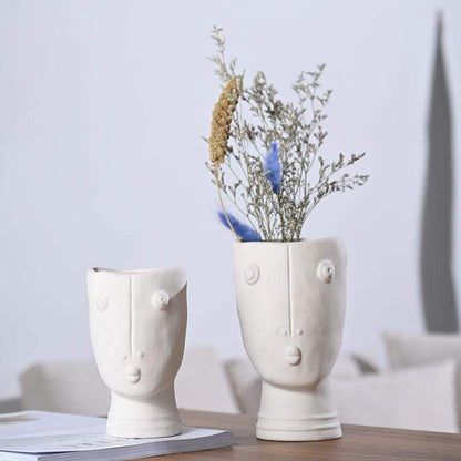 Abstract Face Garden Vase Blackbrdstore