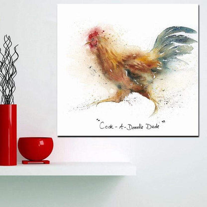 Abstract Rooster Canvas Wall Art Blackbrdstore