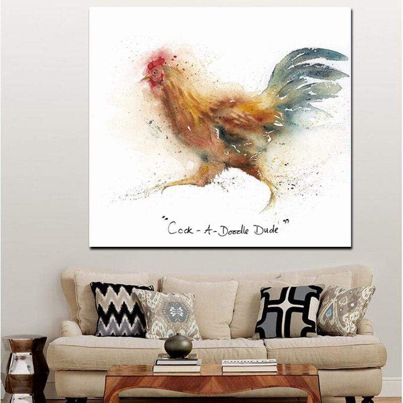 Abstract Rooster Canvas Wall Art Blackbrdstore