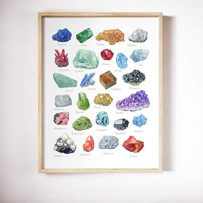 Alphabetical Crystal Gemstone Wall Art Canvas Blackbrdstore