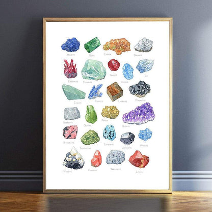 Alphabetical Crystal Gemstone Wall Art Canvas Blackbrdstore