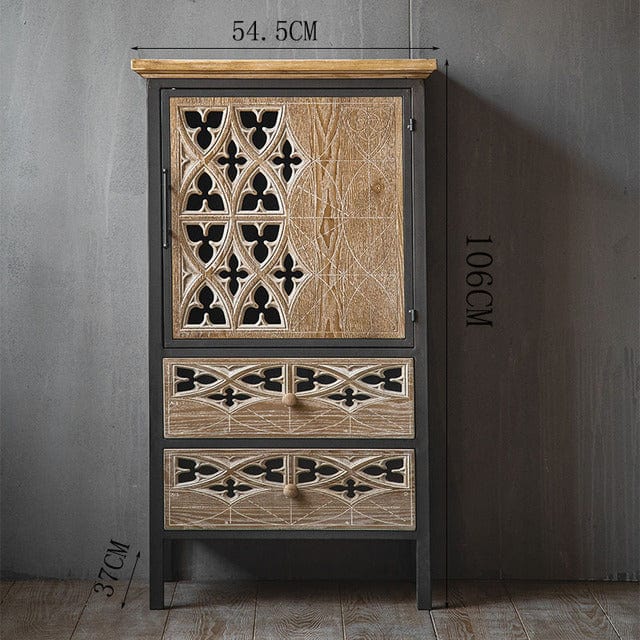 American Country Carved Hollow Cabinet Blackbrdstore