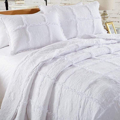 American Embroidered White Bedspread Blackbrdstore