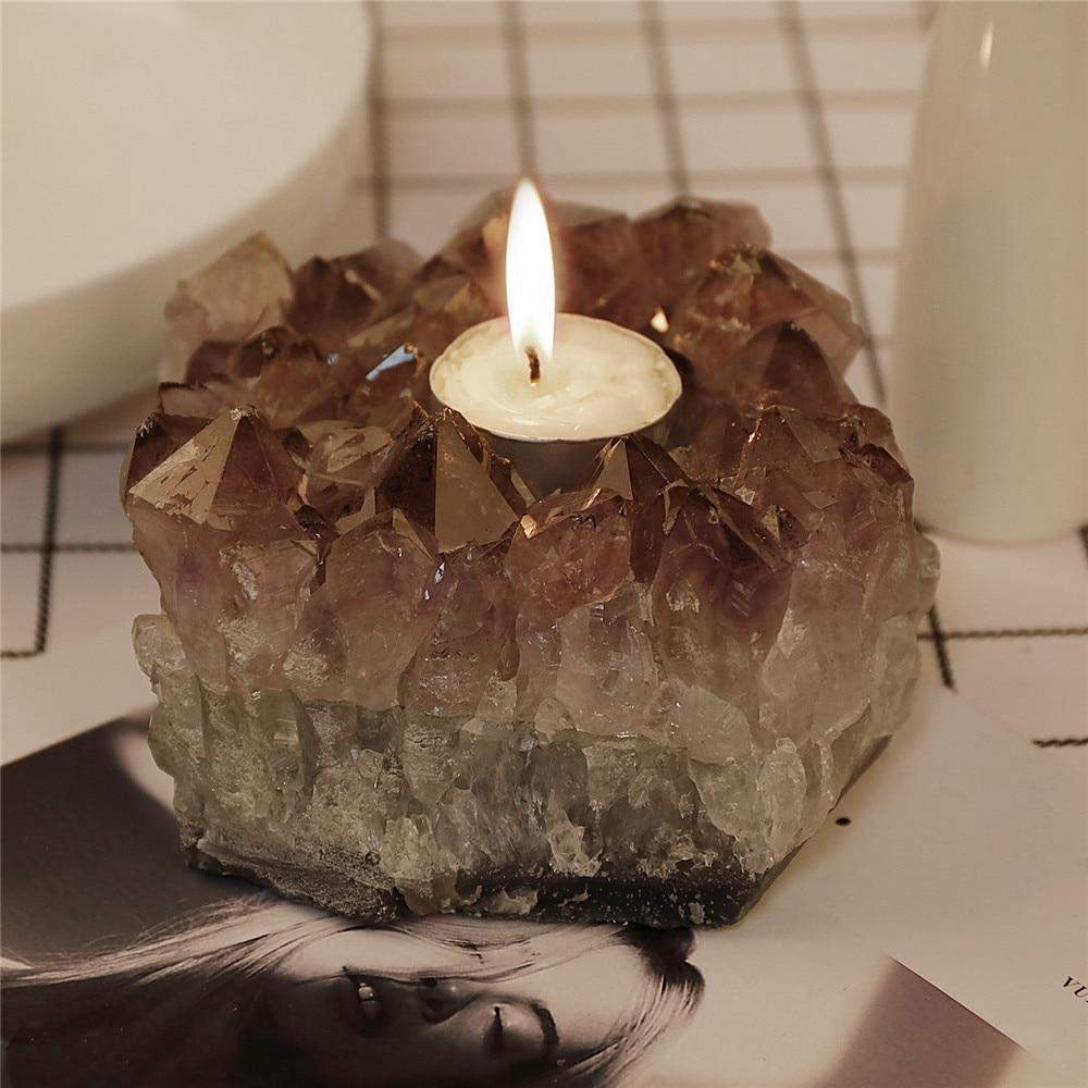 Amethyst Cluster Candle Holder Blackbrdstore