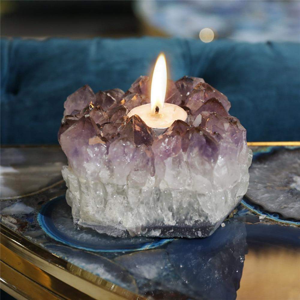 Amethyst Cluster Candle Holder Blackbrdstore