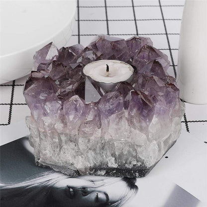 Amethyst Cluster Candle Holder Blackbrdstore