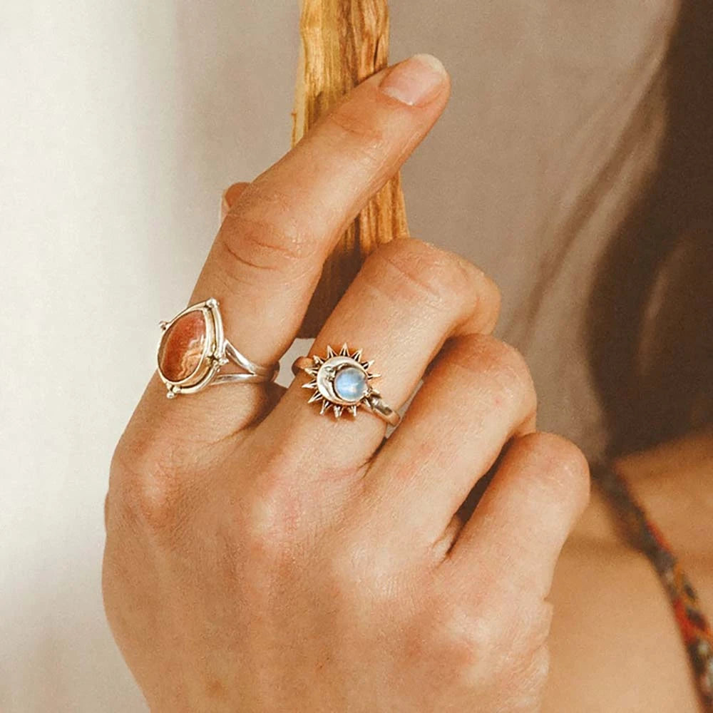 Ancient Sun And Moonstone Ring