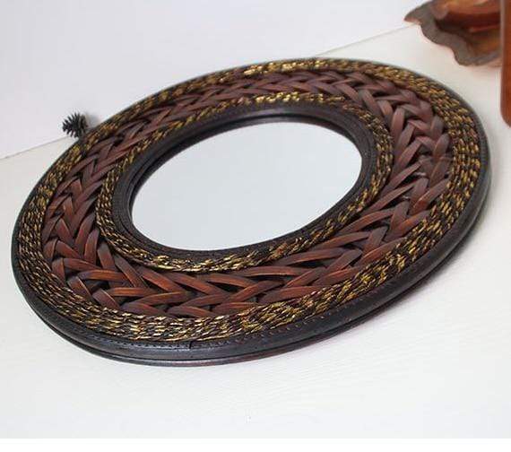Antique Big Bamboo & Wooden Mirror Blackbrdstore