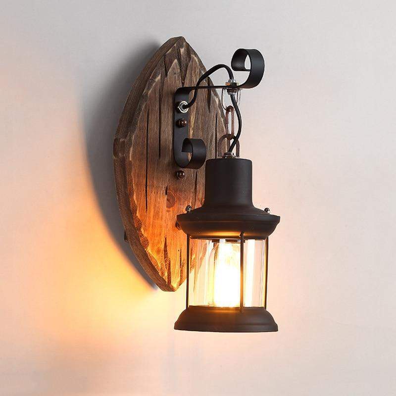 Antique Wood Country Style Wall Sconce Blackbrdstore