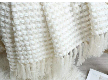 Arlo Knit Throw Blanket with Tassels Blackbrdstore