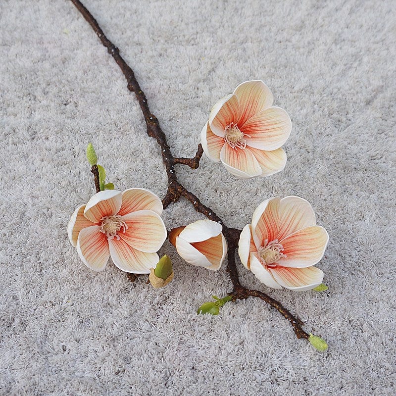 Artificial 3 Heads Magnolia Flowers Blackbrdstore