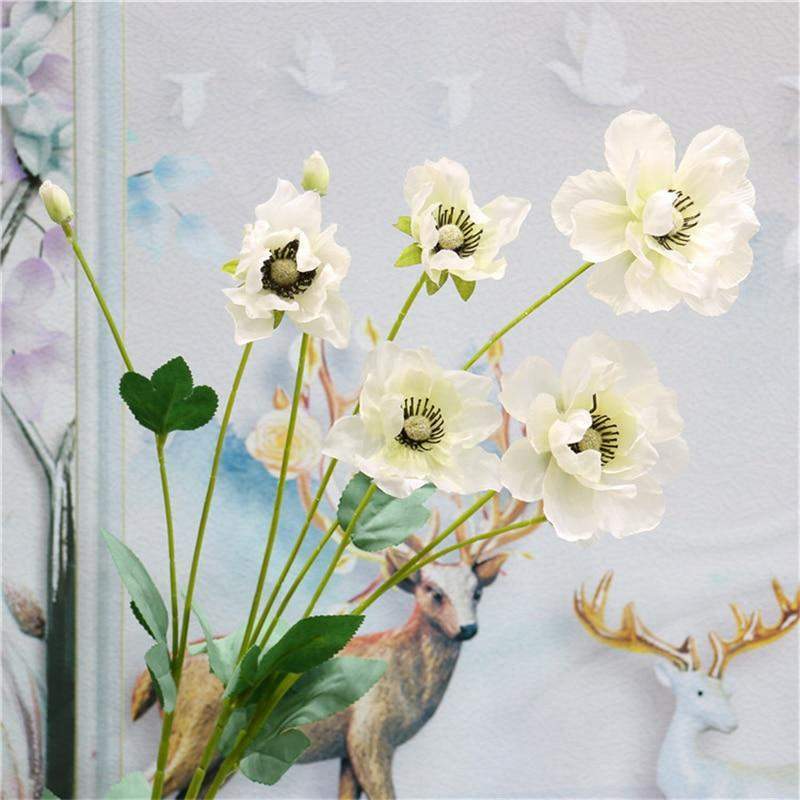 Artificial 8 Branch Poppy Silk Flower Blackbrdstore