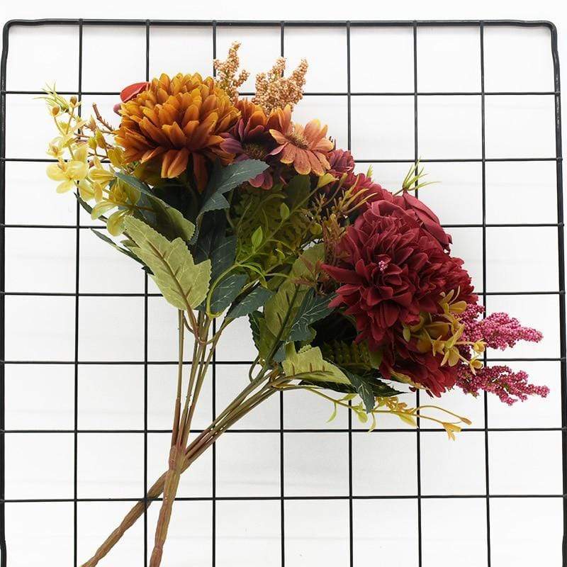 Artificial Bouquet Of Rose + Chrysanthemum Blackbrdstore