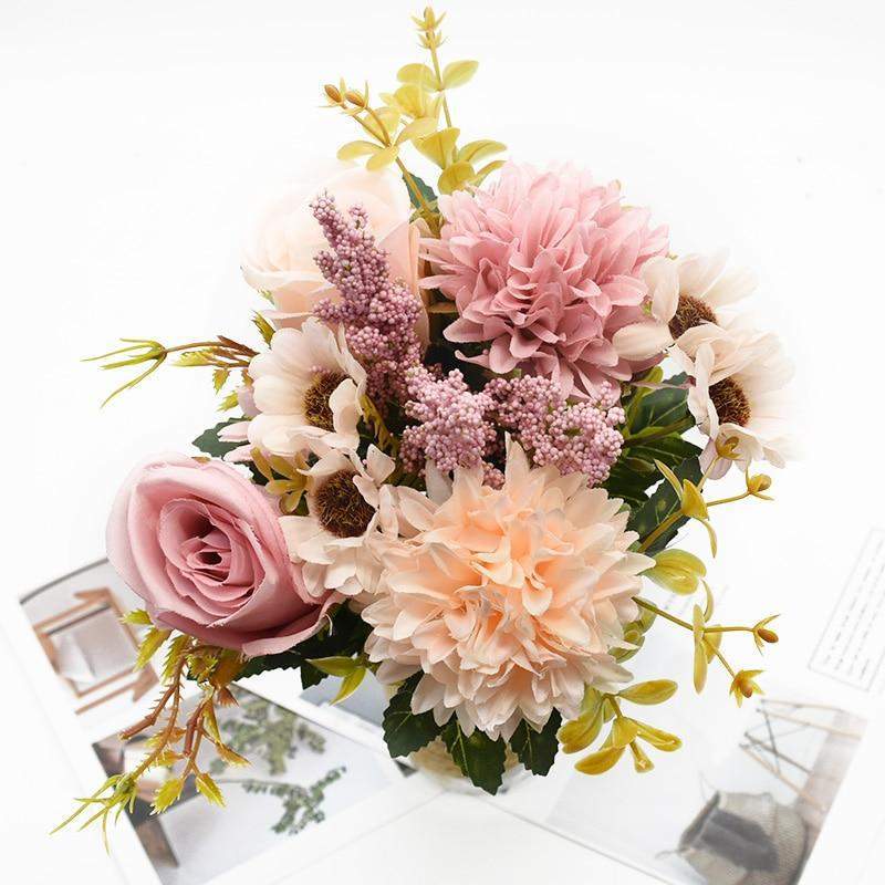 Artificial Bouquet Of Rose + Chrysanthemum Blackbrdstore