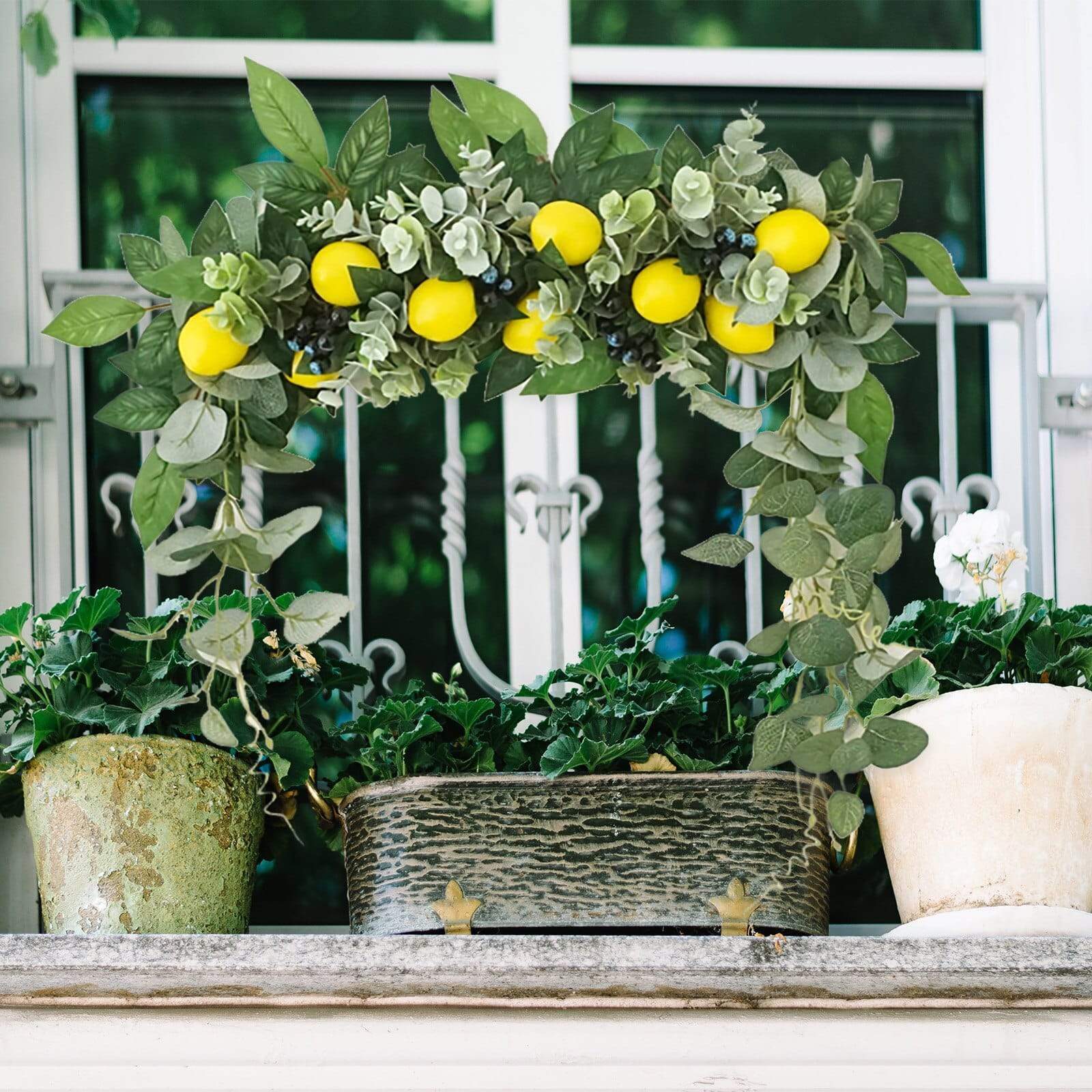 Artificial Lemon Wreath Blackbrdstore