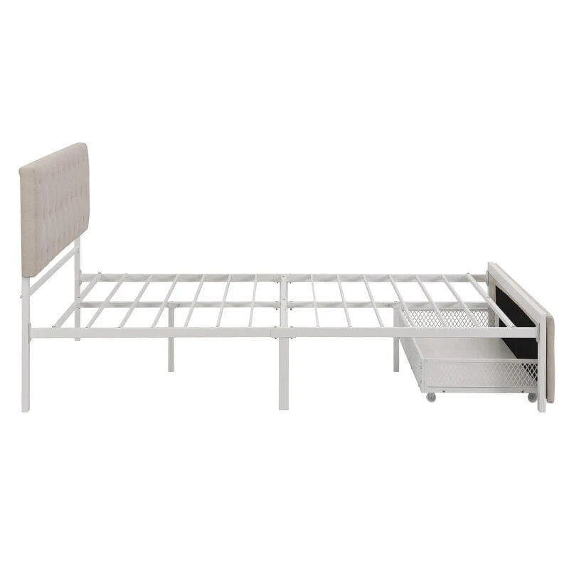 Atlas Metal Platform Bed with a Big Drawer Blackbrdstore
