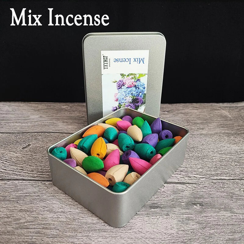 Backflow Incense Cones with Metal Box Blackbrdstore