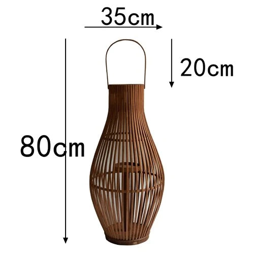 Bamboo Floor Candlestick Lantern Blackbrdstore