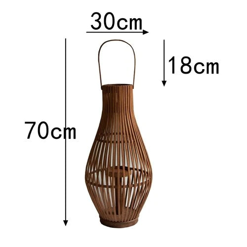 Bamboo Floor Candlestick Lantern Blackbrdstore