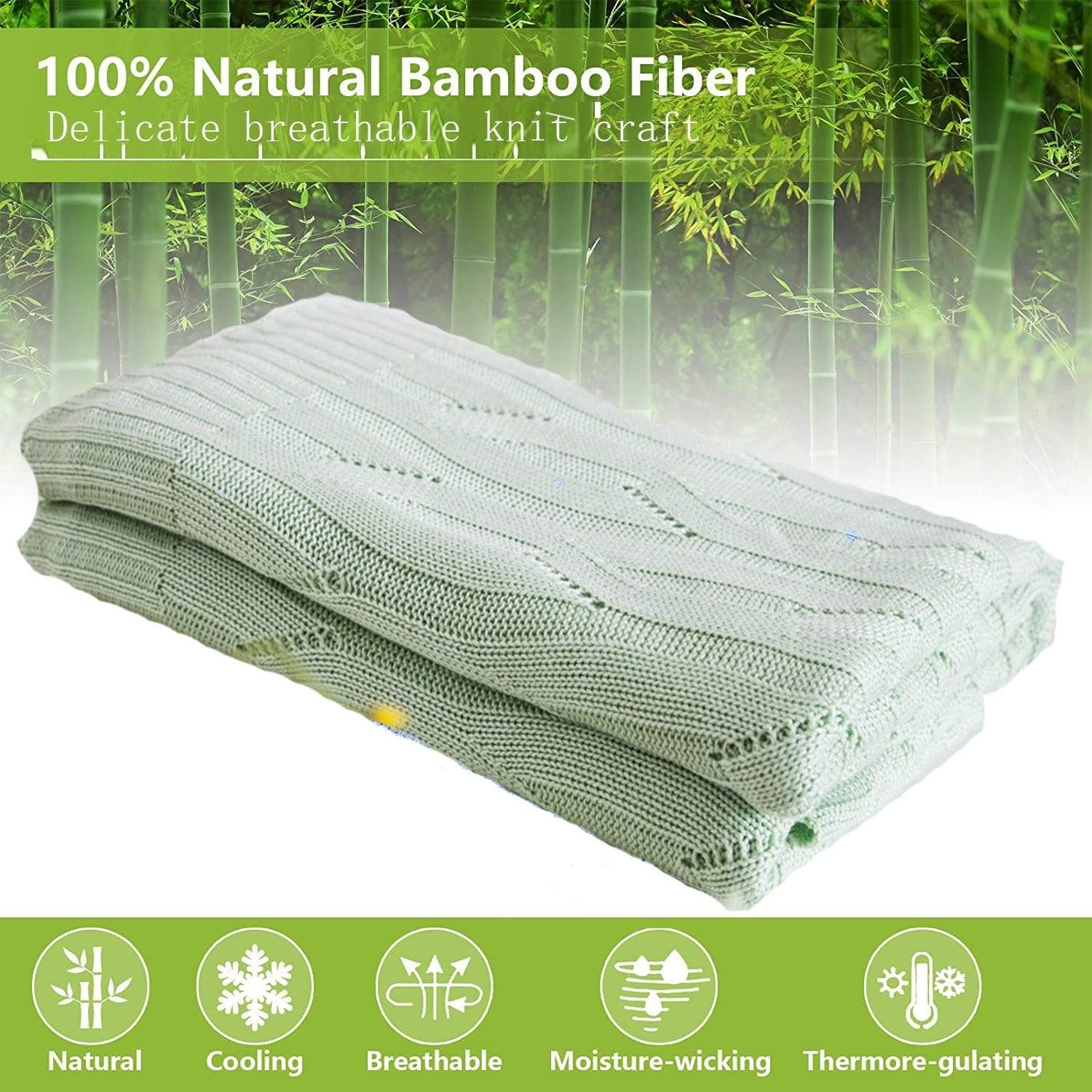 Bamboo Knitted Throw Blanket Blackbrdstore