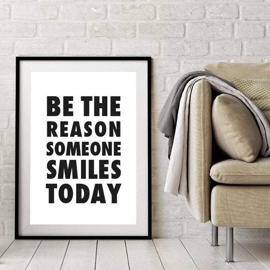 Be The Reason Someone Smiles Today Canvas Wall Art Blackbrdstore