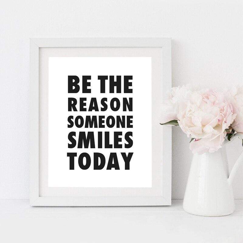 Be The Reason Someone Smiles Today Canvas Wall Art Blackbrdstore