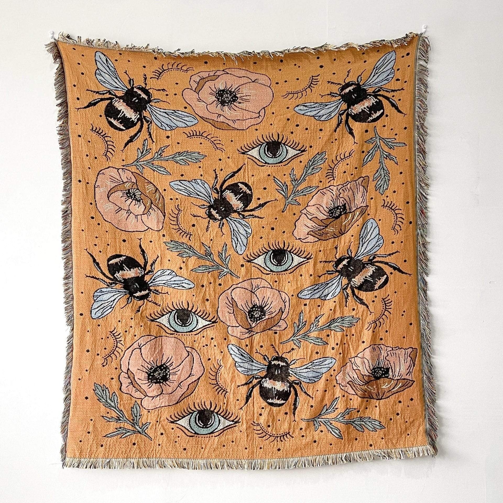 Bees and Eyes Garden Throw Blanket Blackbrdstore