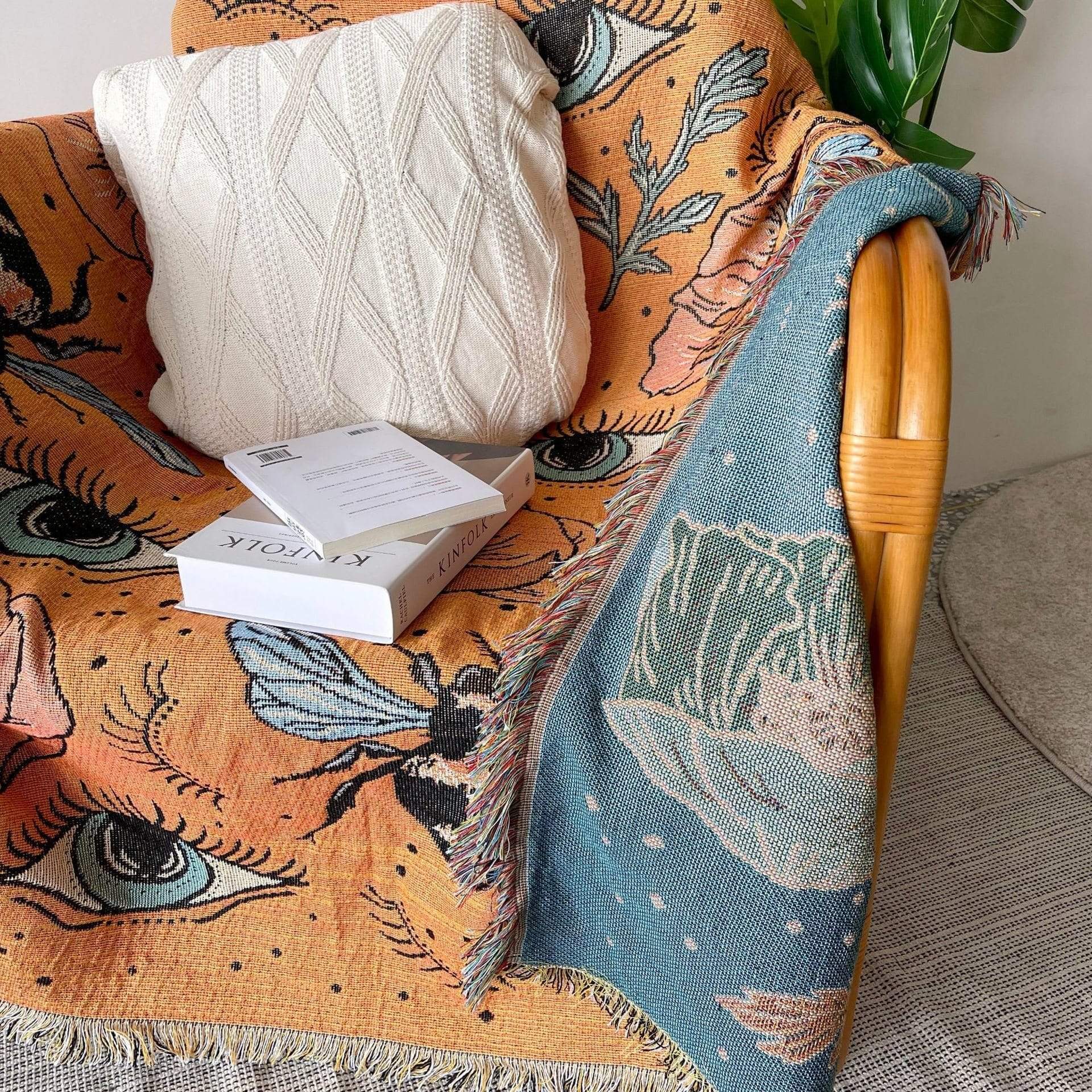 Bees and Eyes Garden Throw Blanket Blackbrdstore