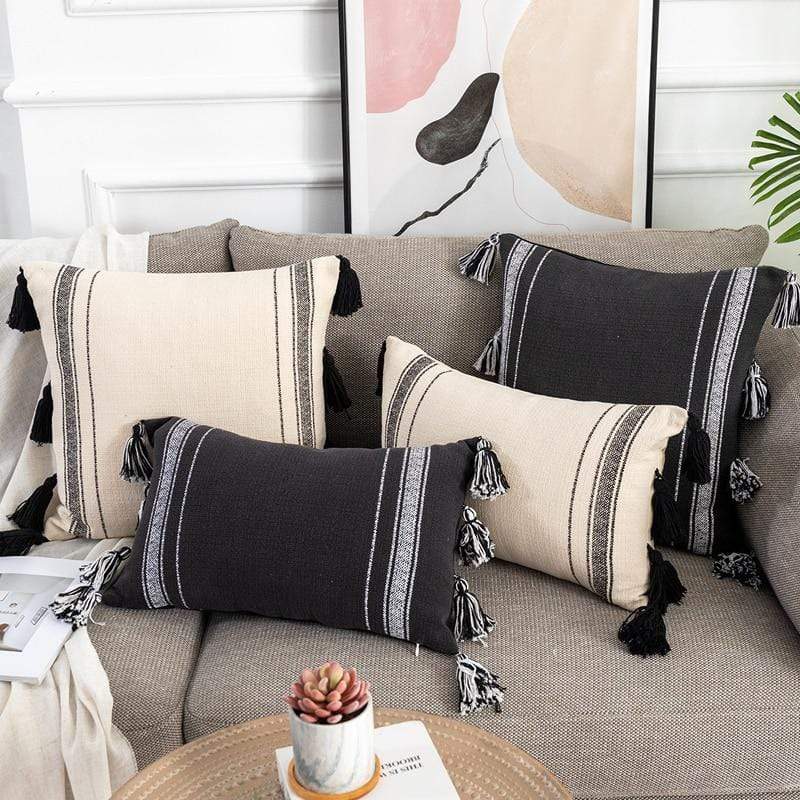 Black & Ivory Pillow Covers Blackbrdstore