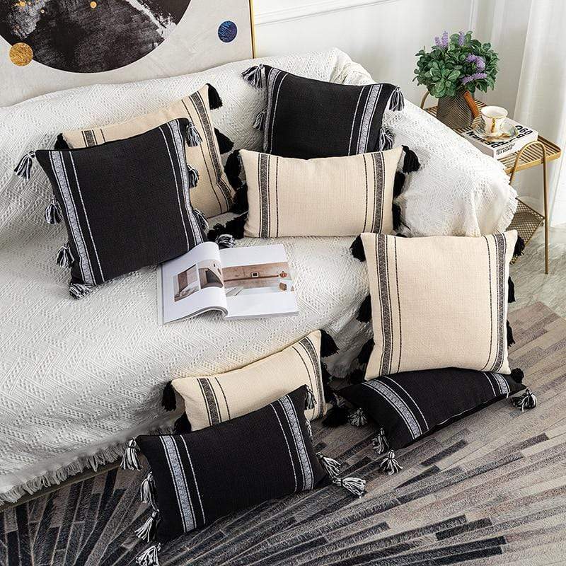 Black & Ivory Pillow Covers Blackbrdstore