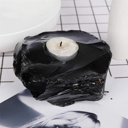 Black Obsidian Candlestick Blackbrdstore