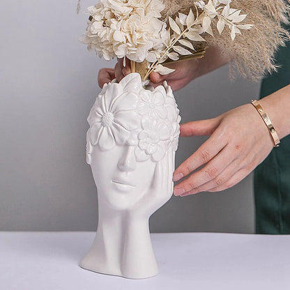 Blindfolded Floral Girl Vase Blackbrdstore