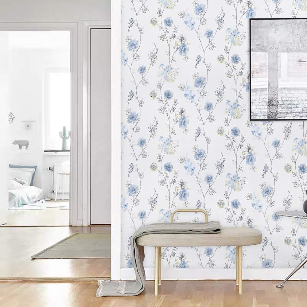 Blue Floral Wallpaper Blackbrdstore