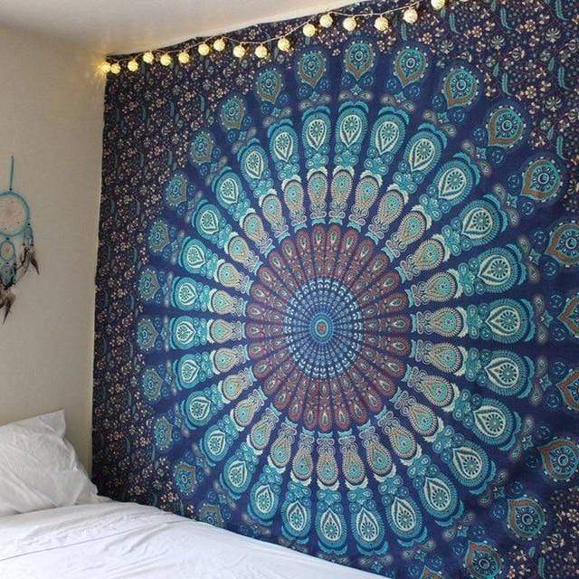 Bohemian Peacock Mandala Tapestry Blackbrdstore