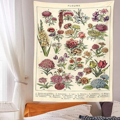 Botanical Chart Tapestry Blackbrdstore